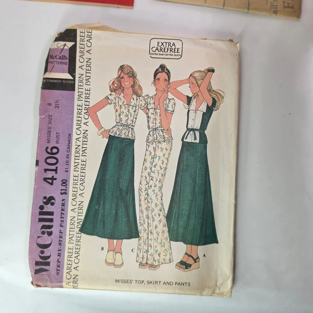 VTG 1974 McCalls 4106 Pants Skirt Top Sewing Pattern Misses Size 8 Uncut